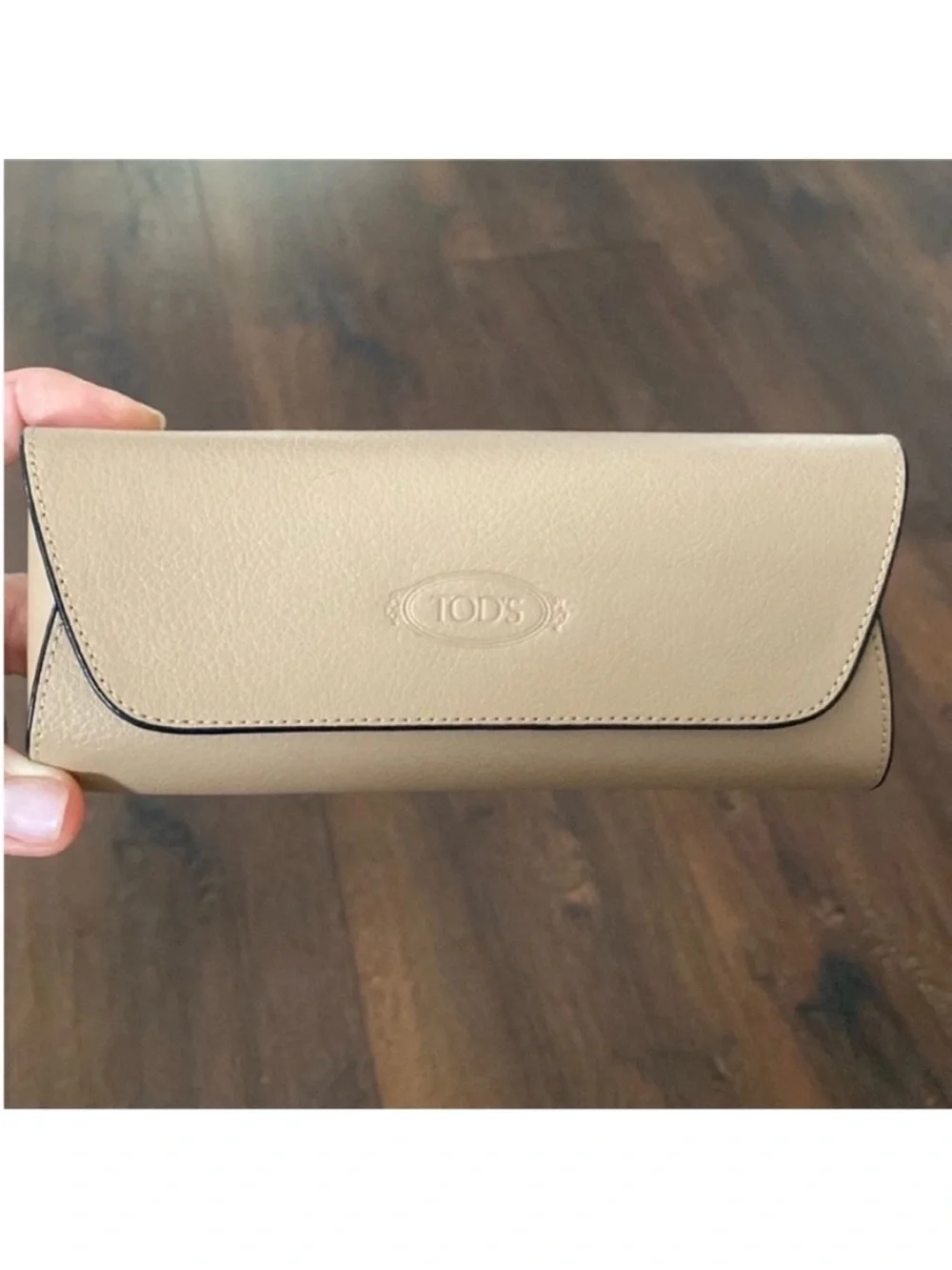 Tod's Leather Eyeglasses Sunglasses Glasses Case Beige Tan Color Leather